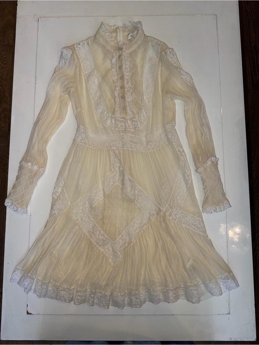 Zimmermann Cream Lace-Trimmed Pleated Girls' Dress